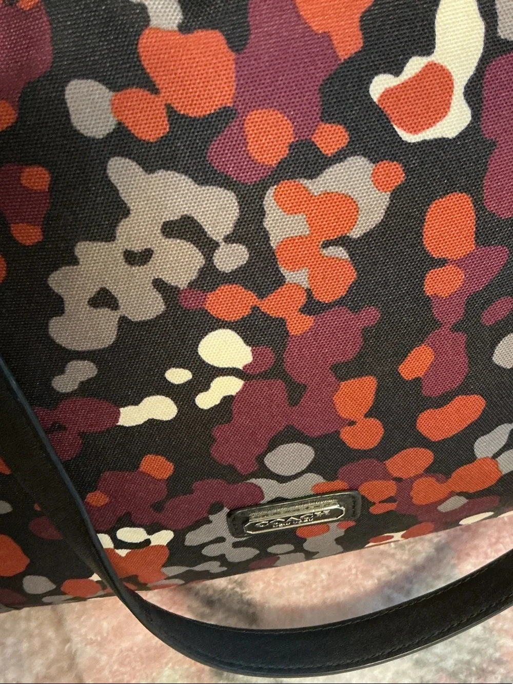 Coach Black Multi-Color Abstract Print Shoulder Bag